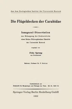 Sprung - Die Flugeldecken Der Carabidae  Inaugural-Dissertation Zur Er - X555z