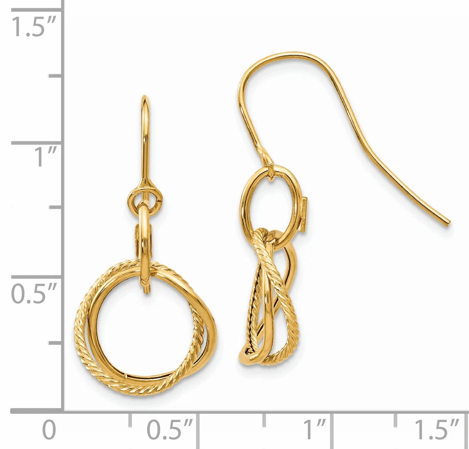 14K Small Twisted Circle Dangle French Hook Earrings PRE876 - Image 2 of 4