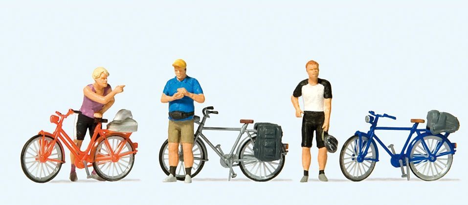 Standing Cyclists in Sportswear (3) Exclusive Figure Set Preiser 10644