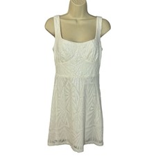 Lulu's Know Your Worth White Sequin Square Neck Mini Dress Women's Medium