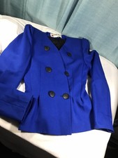 Vintage PEABODY HOUSE Bright Blue Wool 80s Style Blazer Lined Size 3/4