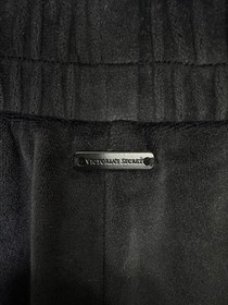 Victoria Secret Large Wide Leg Snap Black Pants Velour Lux Diamante High Rise