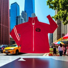 VTG ANDIA PROGRESS DCS 54 Retro Red Full Zip TRACK Jacket High Neck UNISEX Small