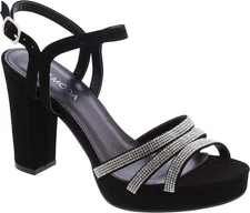 Women's Ankle Strap Platform High Heel Sandal, Dressy Strappy Rhinestone, Size 6