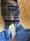 retrofête Women's Denim Jacket XL Faux Shearling Collar Pockets Blue Italy — photo 3