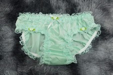 A419 XL/ElasticW.23-40" Vtg Style Green Nylon Bikini Panties Knickers Underwear