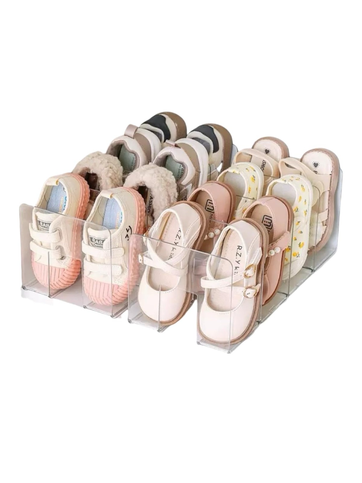Clear Acrylic Shoe Rack for Kids 2 Pack Clothing Drawer Organizer Baby Dresse...
