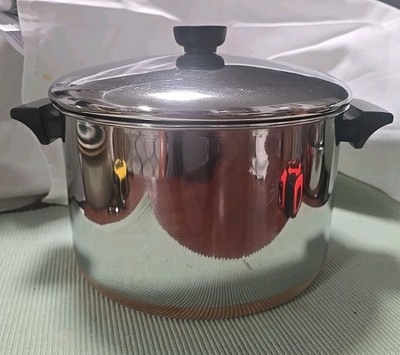 Vtg Revere Ware Copper Clad 6 Qt Stock Pot, /Lid