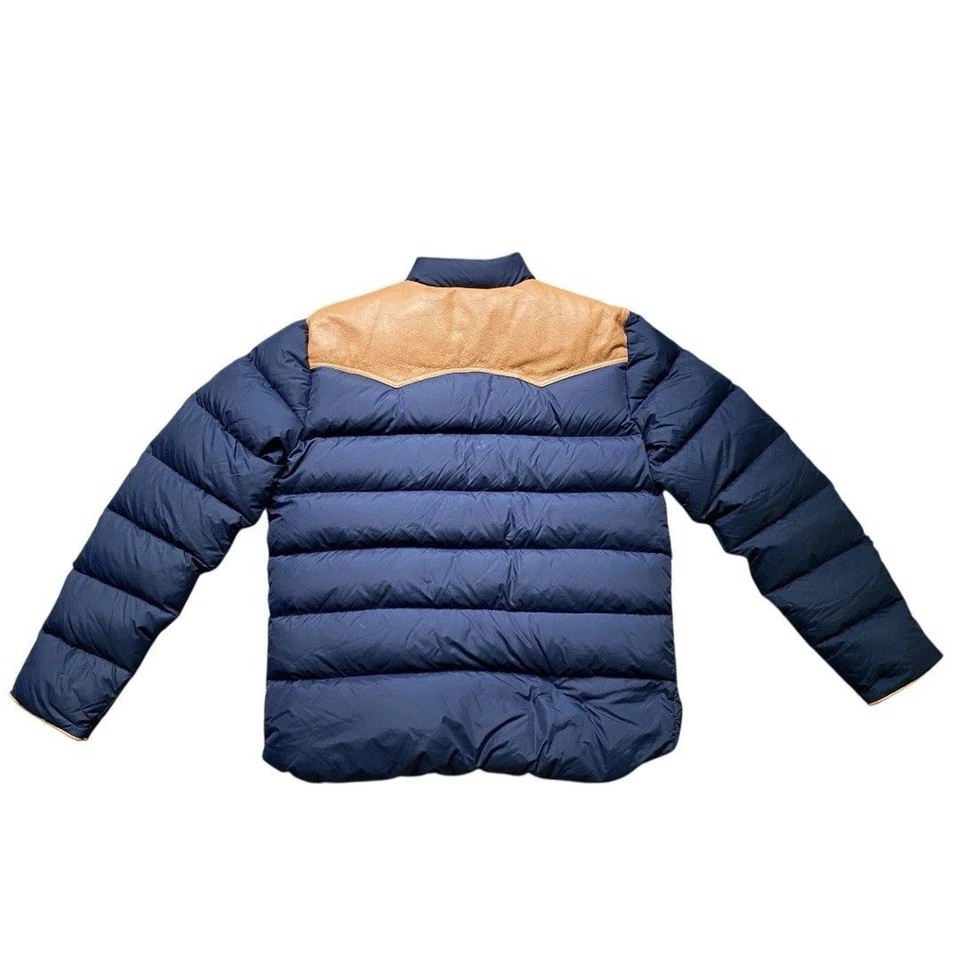 Penfield Pelam Leather Down Puffer Jacket in Navy with Quilted Design - Image 4 of 4