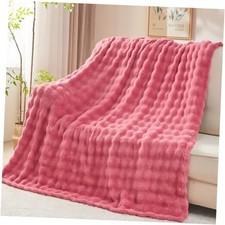 Throw Blanket for Couch Super Soft Flannel Fleece 3D Throw 50"x60" Coral Pink