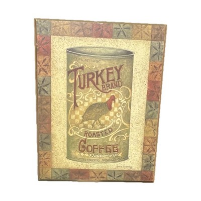 Vintage Turkey Brand Roasted Coffee Advertising Wood Plaque Framed