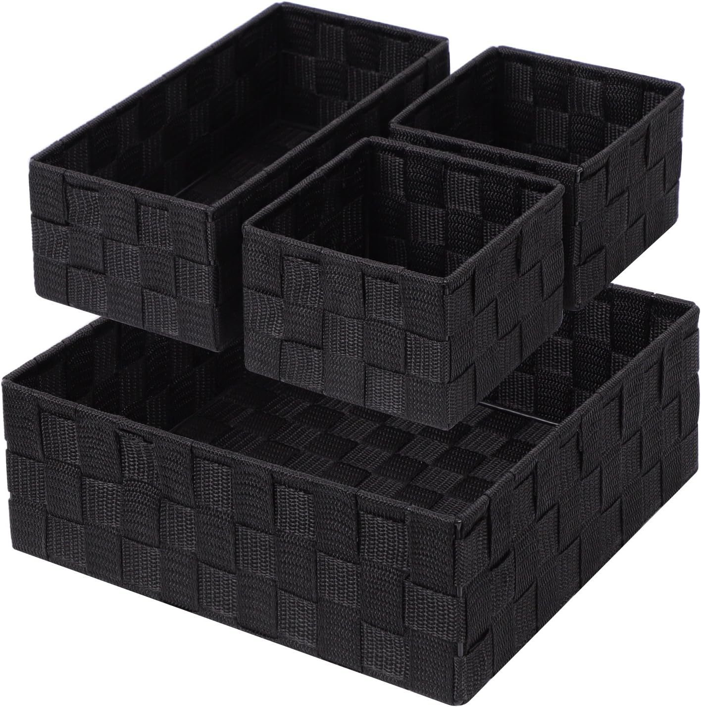 Woven Black Storage Baskets Small Cube Organizer Bin Container-image