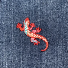 Southwest Lizard Applique Patch - Embroidered Dessert Reptile Badge 3" (Iron On)