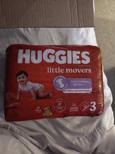 W2-Huggies Little Movers Size 3 Baby Diapers 25 Count Leak Free Comfort 16-28 lb