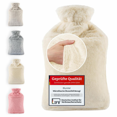 Blumtal Premium Hot Water Bottle with Cover and Bag Made of Soft Faux Fur - Hot