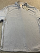 Acemi T-Shirt Ribbed Jouniors Medium Ocean Blue Soft High Neck Short Sleeve