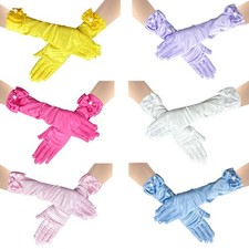 6 Pairs Little Girls Gloves, Satin Gloves for Princess Costume or Wedding, Fo