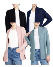 Ladies Cardigan Dunnes Rib Edge-To-Edge Open Chest Long Sleeve Jumper Tops 15-18