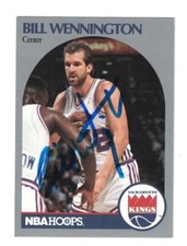 Bill Wennington Signed 1990 91 NBA Hoops Card Chicago Bulls Sacramento Kings