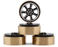 Samix SCX24 Aluminum & Brass 1.0" Beadlock Wheel Set w/Scale Hubs Black (20.5g)