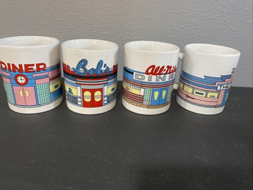 Tazas/tazas de comedor Art Deco vintage HOY, juego de 4 - Imagen 2 de 10