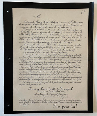 Beaupoil Marquis Heilige D'Aulaire Verthamon Do Part Maleville Lestrange 1896