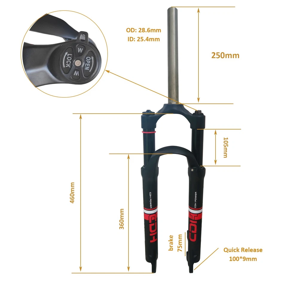 DONSP1986 26" Suspension Fork 28.6mm Single Shoulder & Headset for 44-55 Frame - Image 2 of 4
