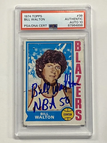 BILL WALTON 1974 Topps #39 RC Portland Trail Blazers Signed PSA DNA 10 Auto