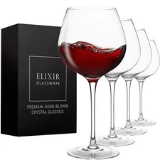 ELIXIR GLASSWARE Red Wine Glasses - Extra Large Crystal Wine Glasses 4 Set, H...