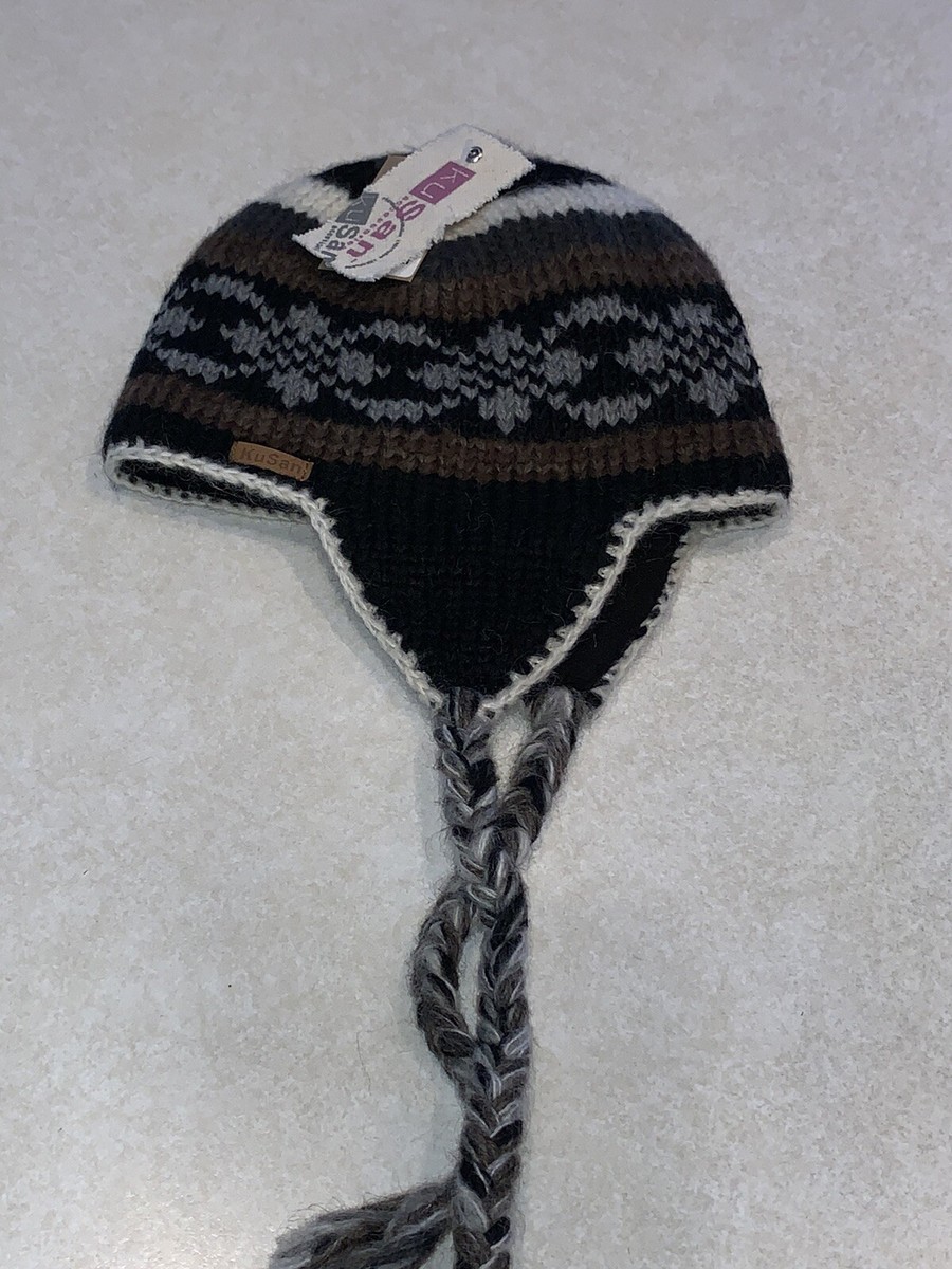 Kusan Peruvian Knit Heidi Hat Black Brown Ivory & Gray  display picture 2