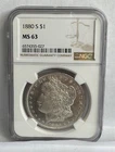 1880-S MORGAN SILVER DOLLAR- NGC MS63 - SAN FRANCISCO *Nice luster  #027