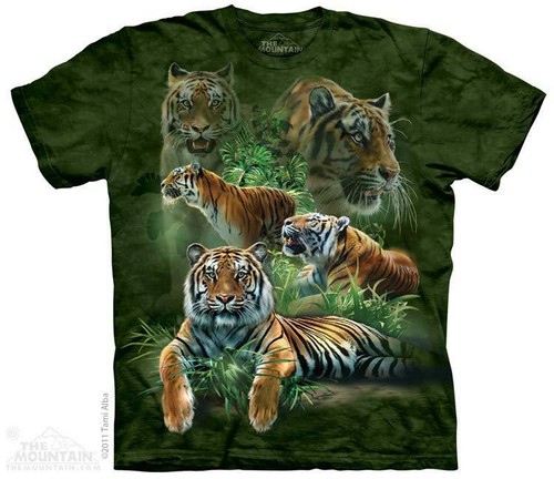 Jungle Tigers in Wild Collage The Mountain T-Shirt (3301) All Sizes