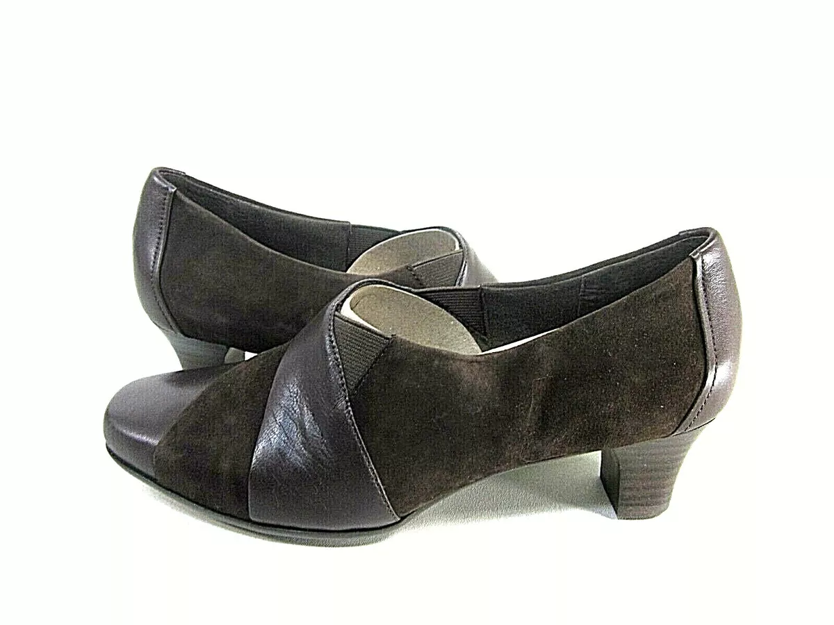Aravon Elizabeth Dress Pump Loafer Women s Brown Shoes Size