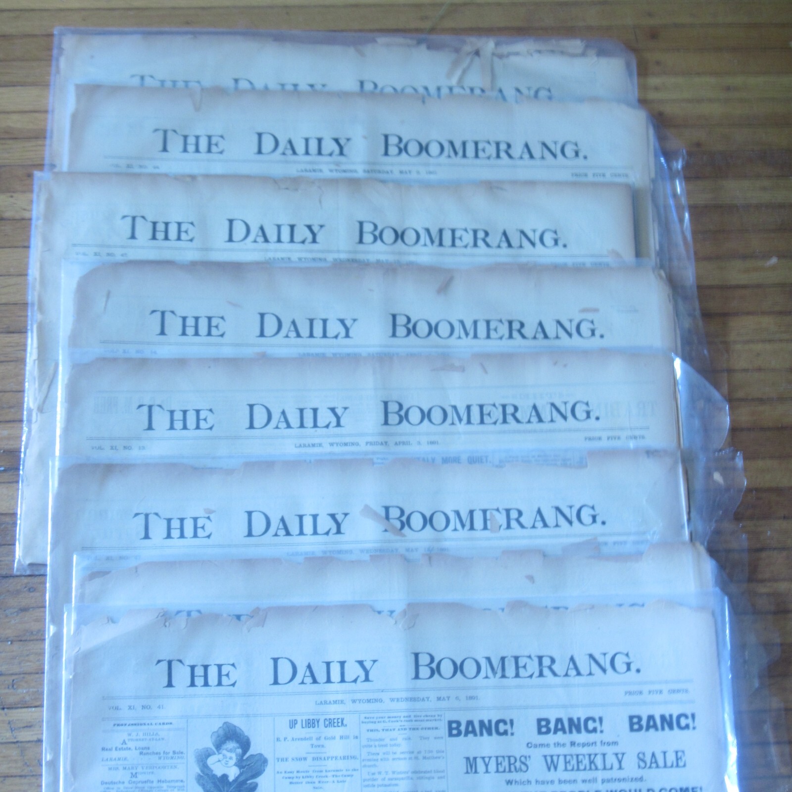 Laramie, Wyoming Daily Boomerang Newspaper, May 1891 8 issues eBay