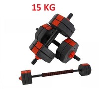 SET 2 MANUBRI E DISCHI KIT PALESTRA 15KG PESI BILANCIERE FITNES 7,5KG A MANUBRIO