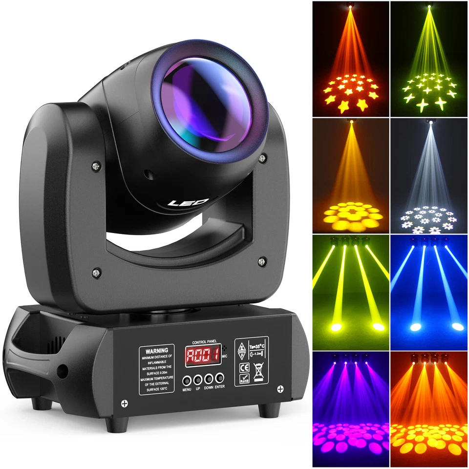 6Pcs 150W LED Moving Head Light RGBW Gobo Beam Stage DJ Disco DMX Spot Lighting - Image 3 of 4