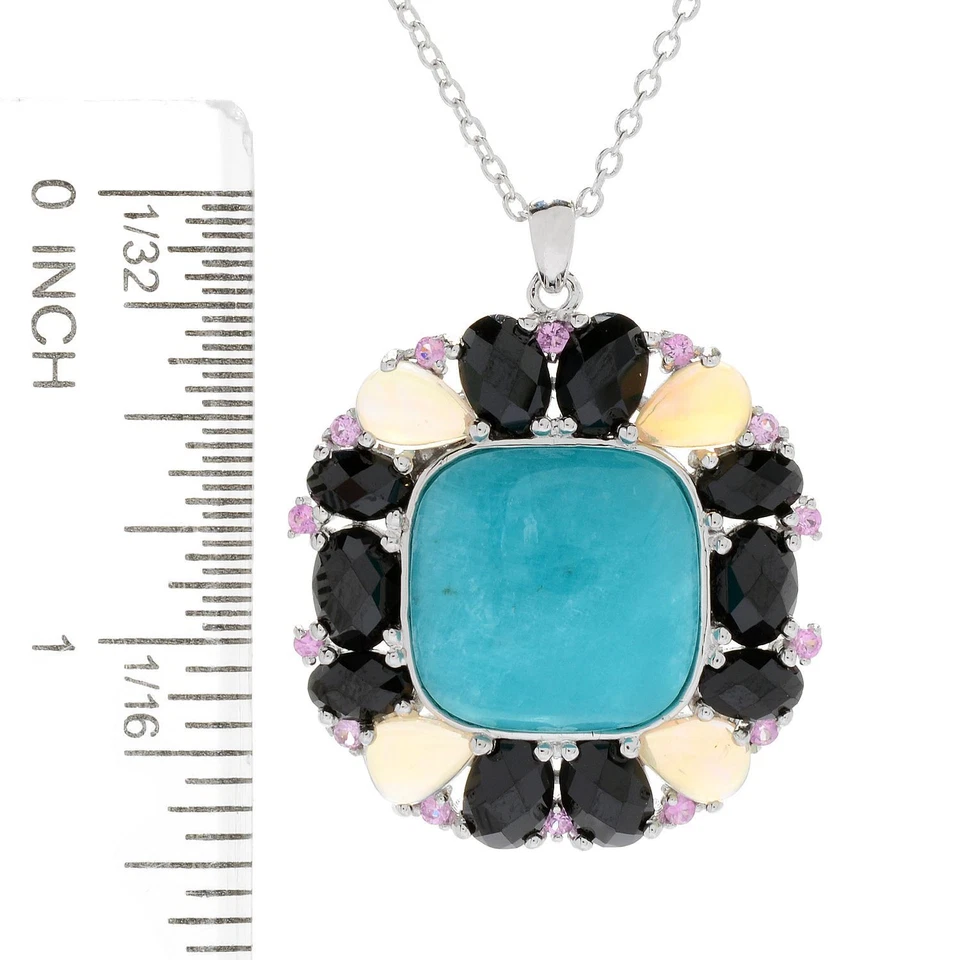 Victoria Wieck Collection Sterling Silver Amazonite & Gemstone Pendant w/ 18" Ch - Image 2 of 2