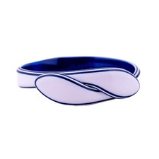 Signed Lea Stein Snake Bangle - White & Navy ...