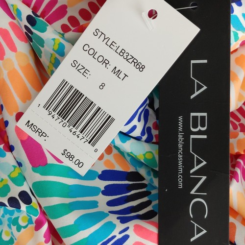La Blanca Twist Front Tankini, Waves Of Color Women's Size 8 NEW - Picture 9 of 11