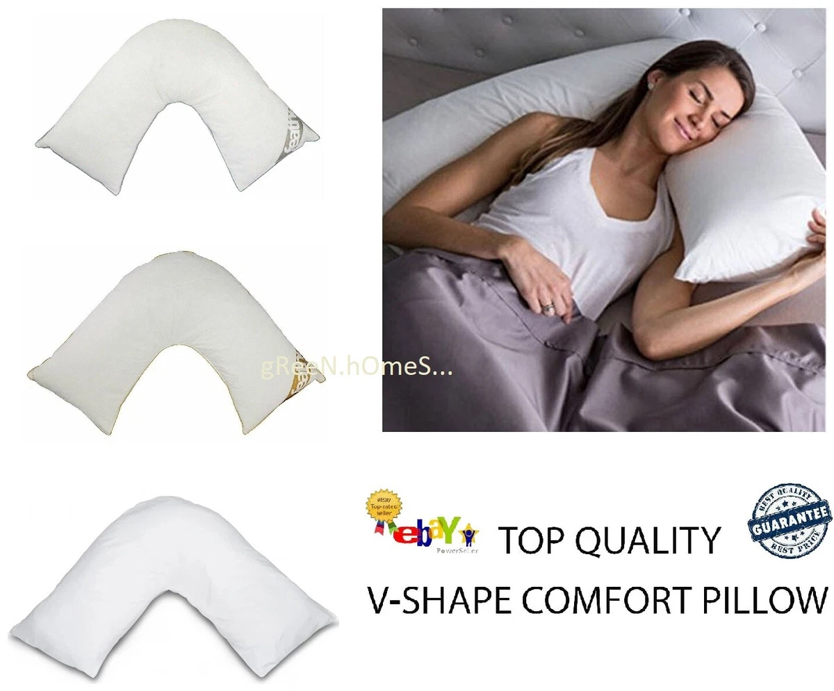 Orthopedic V Shape Pillow Head Neck Back Pregnancy Support BAMBOO FEATHER MICRO