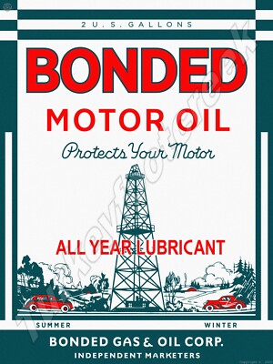Bonded Motor Oil ''Protects Your Motor'' Metal Sign 3 Sizes to Choose From