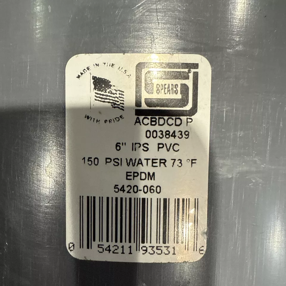 NUEVO Spears 6" PVC Mariposa Válvula de retención EPDM JUNTA TÓRICA 5420-060 Foto 2 de 4