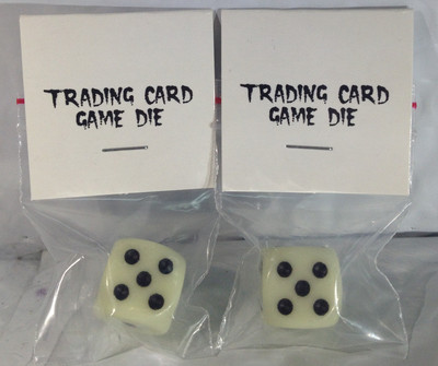 2 Single Packs of Glow In the Dark Game Die/Dice, 6 sided, 1 thru 6 dots