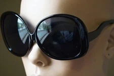 Retro Jackie O Oversized Huge Black Round Oval Butterfly Glossy Sunglasses 1033 