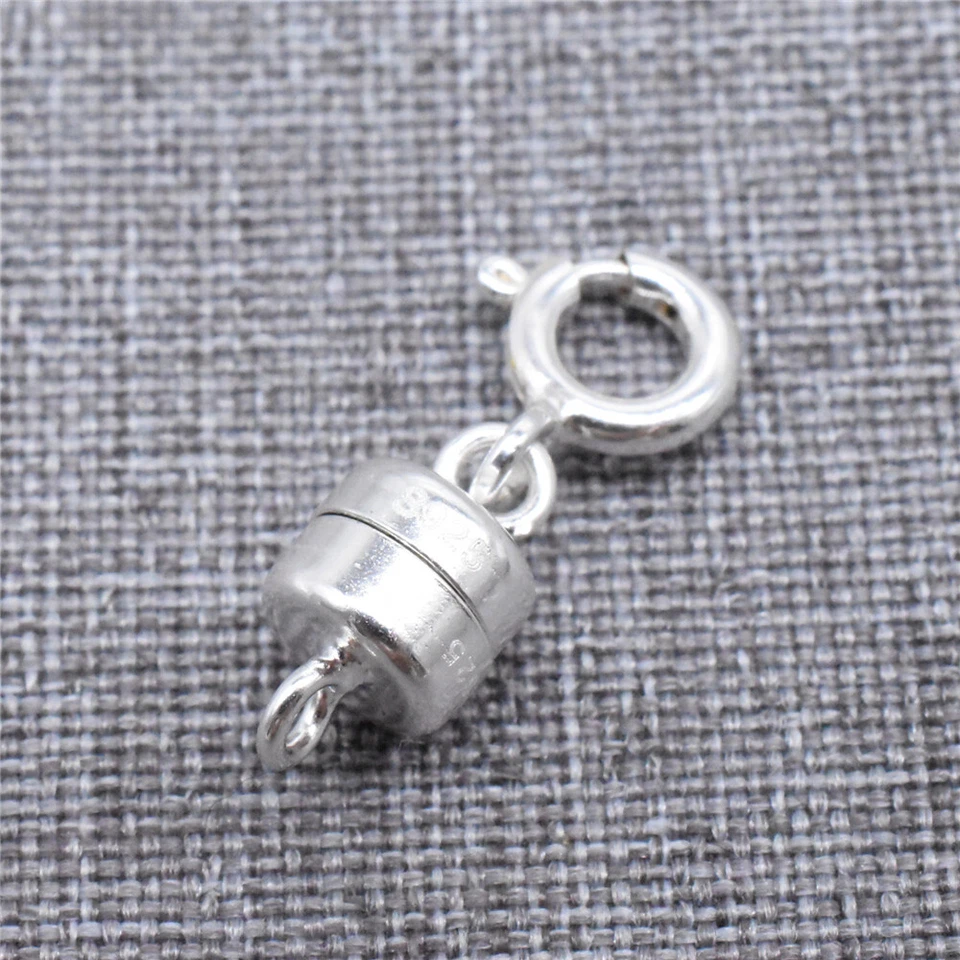 2 peças de prata esterlina 925 fecho magnético anel mola fecho colar conversor - Imagem 3 de 4