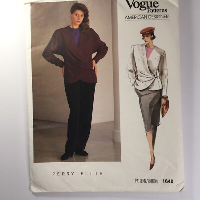 Vogue 1640 Perry Ellis faltbare Jacke Hose Rock Damen Seite neu ungeschnittenes Muster
