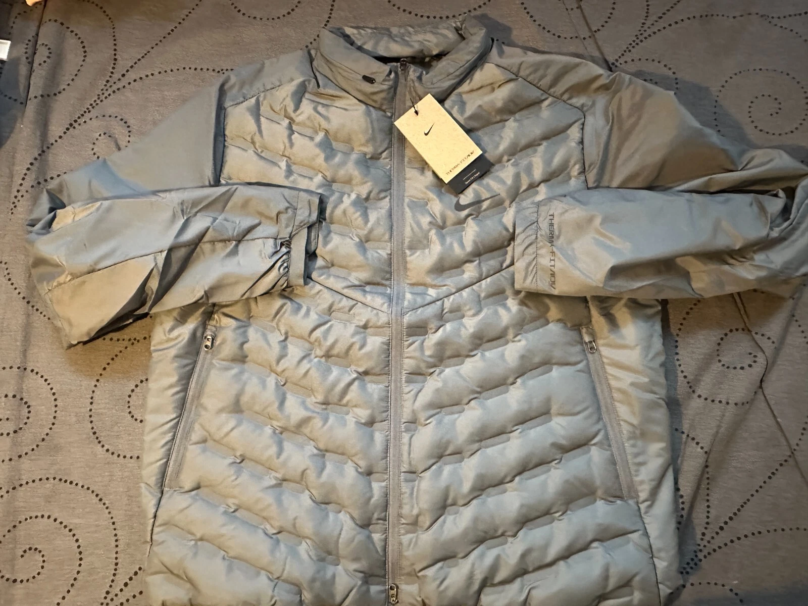 NIKE THERMA FIT ADV DOWN FILL TECH GRAY HOODIE JACKET SIZE L MEN NWT $275.00