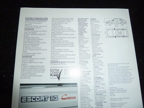 FORD ESCORT COSMOPOLITAN BROCHURE JULY 1988 (ENGLISH TEXT/UK) RARE. EXC - Picture 6 of 6