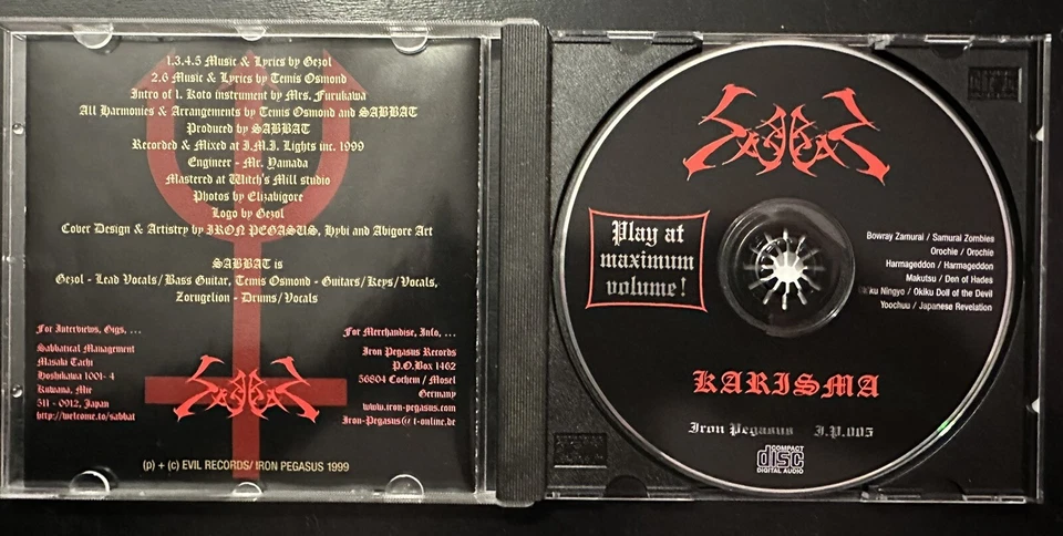 Sabbat - Karisma (Japanese Version) CD " Iron Pegasus Records" 1999 Foto 3 de 3