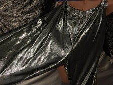 VTG Satin Shiny Pants STRAIGHT LEG 80S RARE SILVER METALIC LIGHTWEIGHT